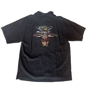 Tommy Bahama Men's 100% Silk Embroidered Martini "Dry & Mighty Camp" Button Down